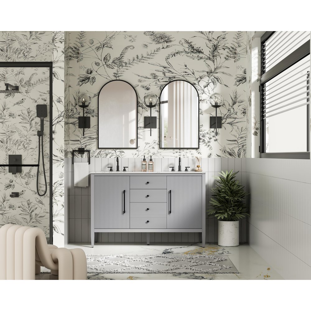 54 inch Double Bathroom Vanity in Grey. Picture 4