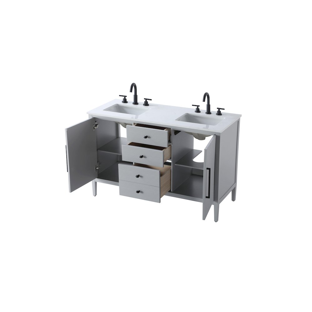 54 inch Double Bathroom Vanity in Grey. Picture 7
