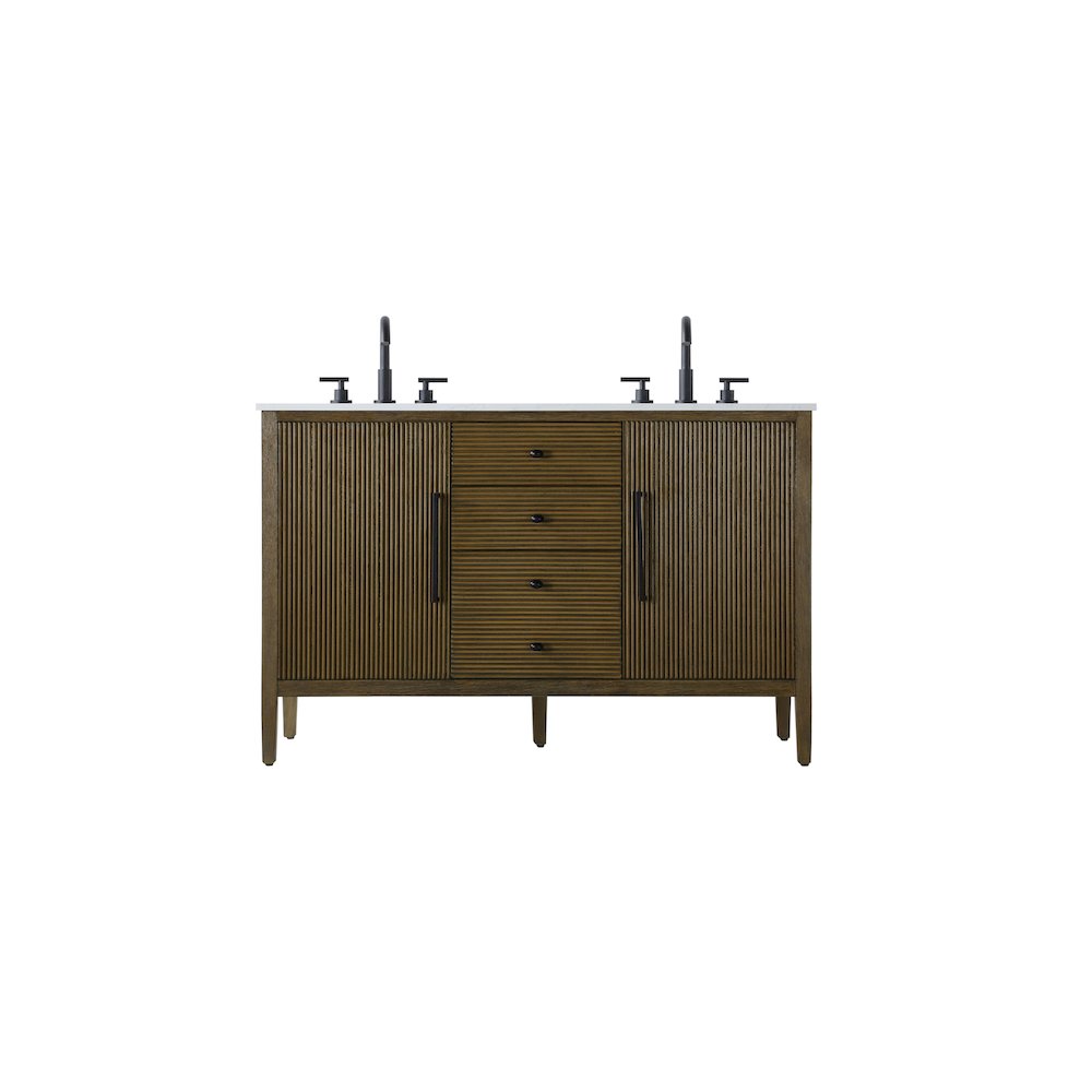 54 inch Double Bathroom Vanity in Hazel Oak. Picture 1