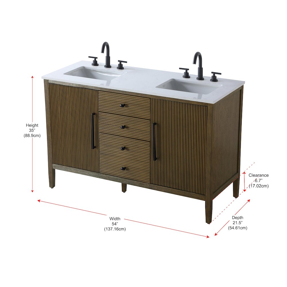 54 inch Double Bathroom Vanity in Hazel Oak. Picture 13