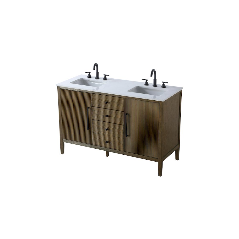 54 inch Double Bathroom Vanity in Hazel Oak. Picture 6