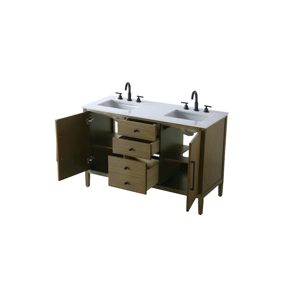 54 inch Double Bathroom Vanity in Hazel Oak. Picture 7