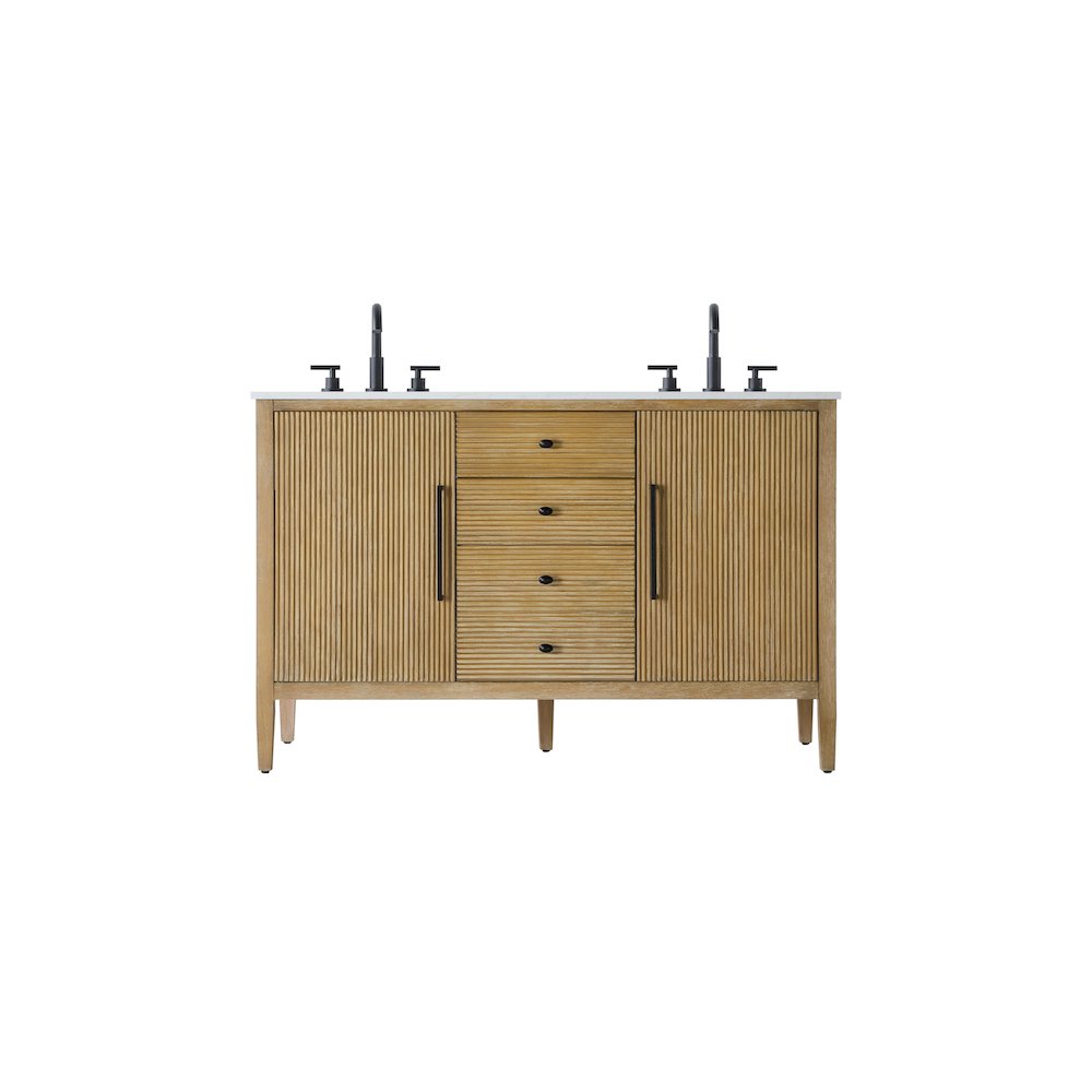 54 inch Double Bathroom Vanity in Linen Oak. Picture 1