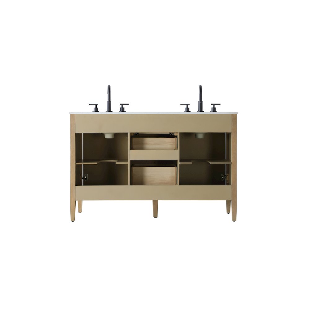 54 inch Double Bathroom Vanity in Linen Oak. Picture 12