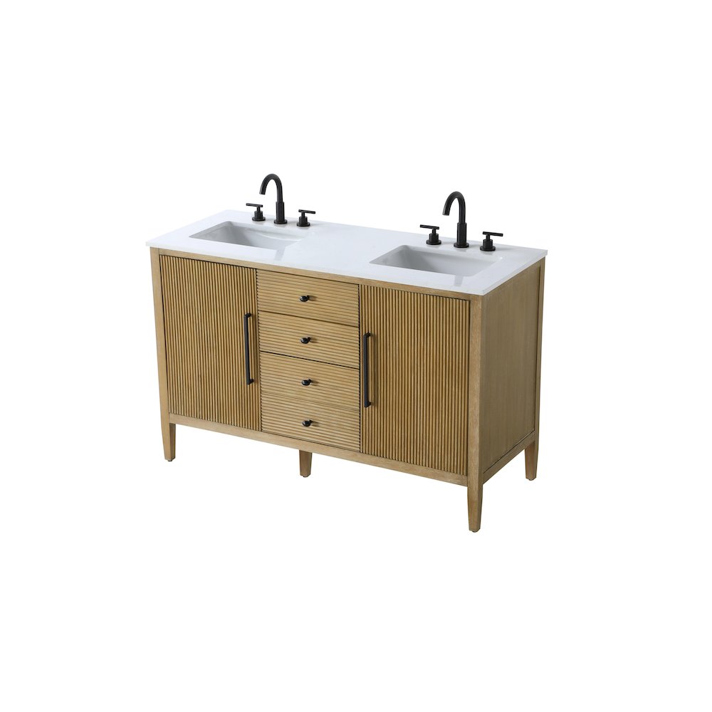 54 inch Double Bathroom Vanity in Linen Oak. Picture 6