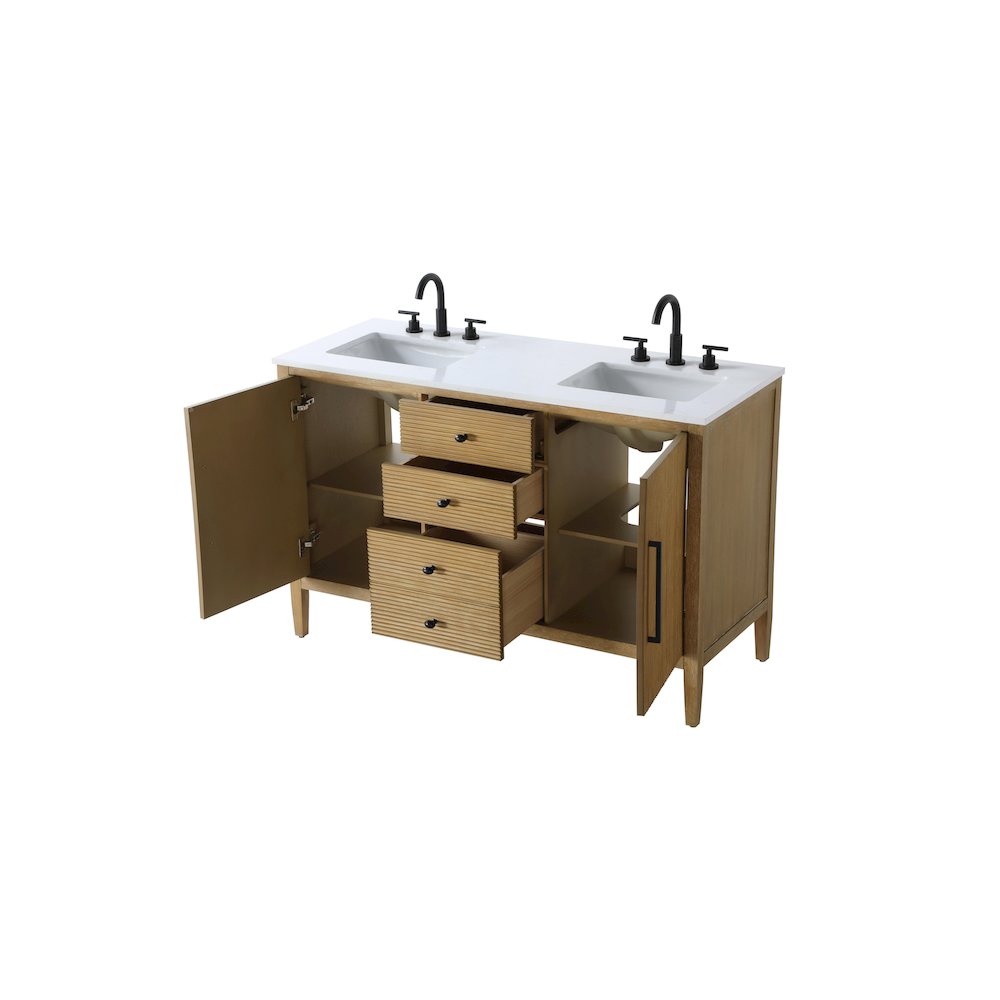 54 inch Double Bathroom Vanity in Linen Oak. Picture 7