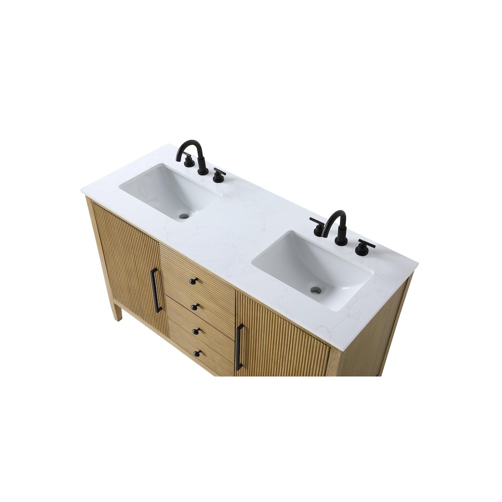 54 inch Double Bathroom Vanity in Linen Oak. Picture 8