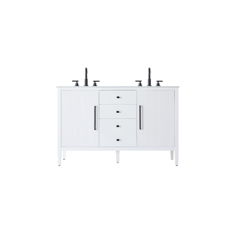 54 inch Double Bathroom Vanity in White. Picture 1