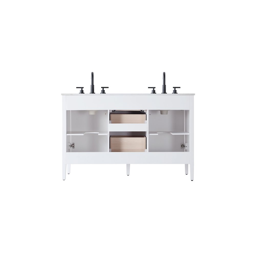54 inch Double Bathroom Vanity in White. Picture 12
