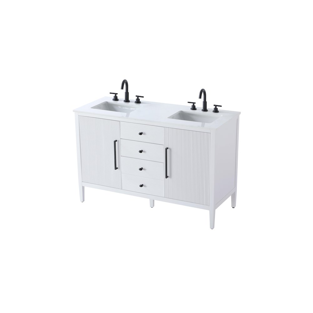 54 inch Double Bathroom Vanity in White. Picture 6