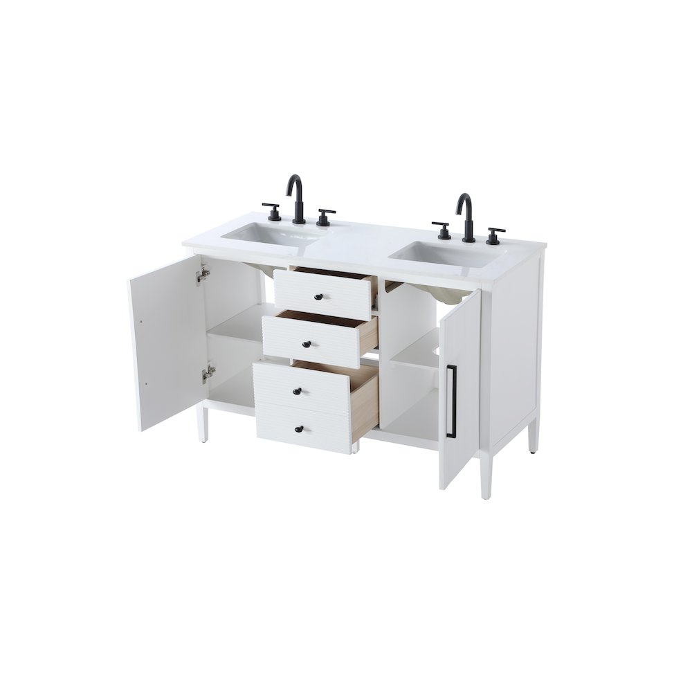 54 inch Double Bathroom Vanity in White. Picture 7
