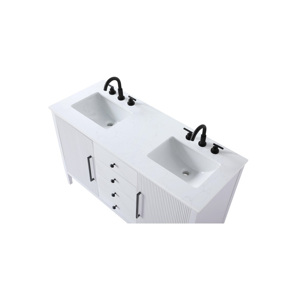 54 inch Double Bathroom Vanity in White. Picture 8