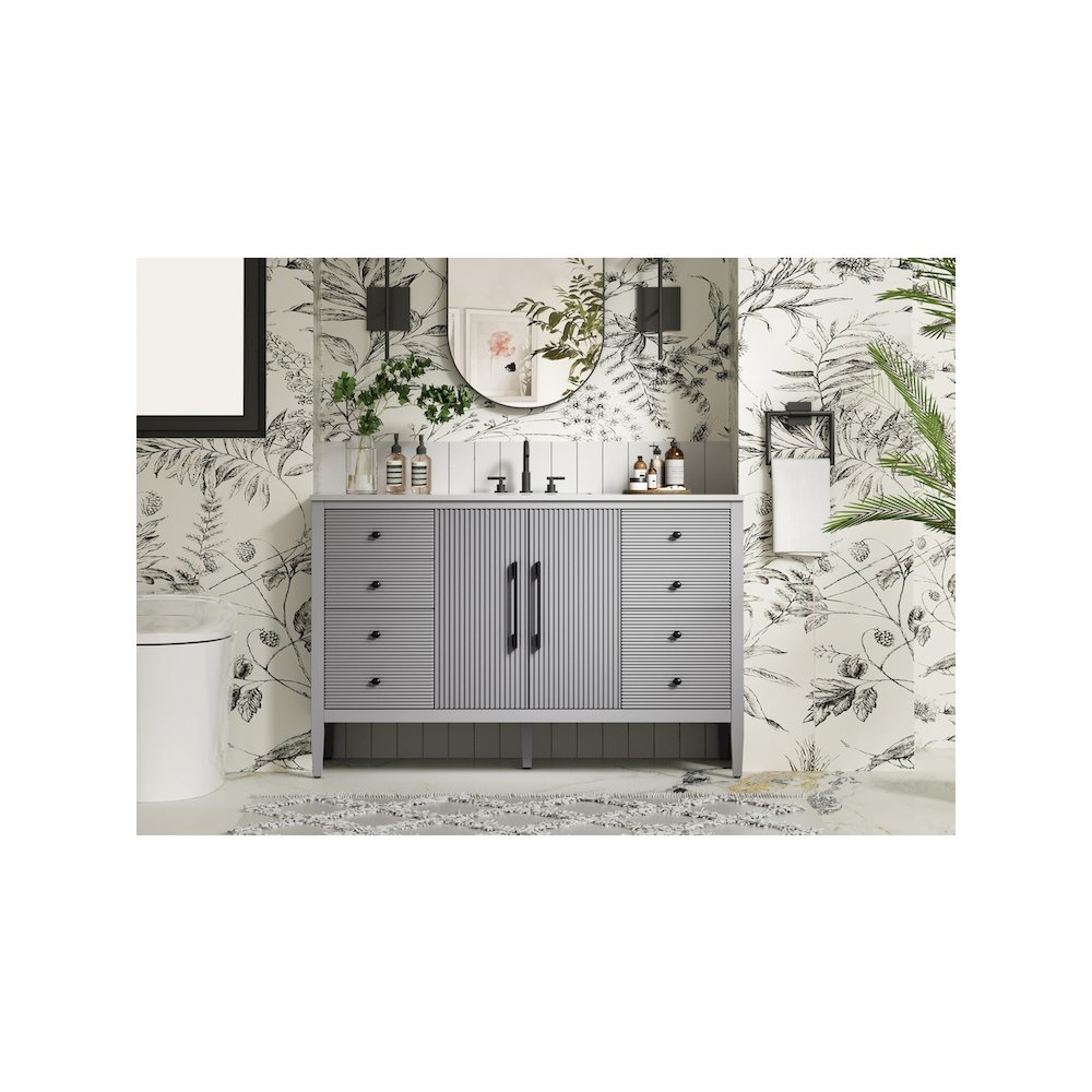 54 inch Single Bathroom Vanity in Grey. Picture 2