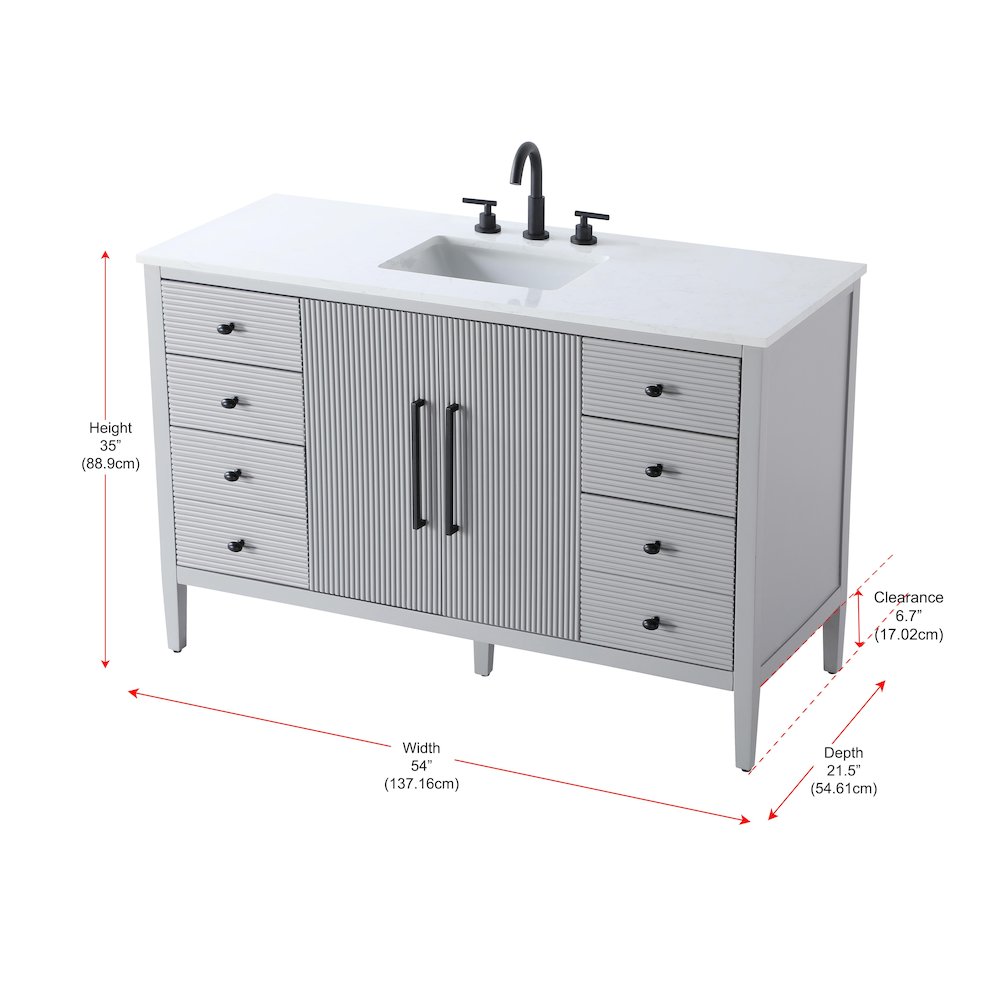 54 inch Single Bathroom Vanity in Grey. Picture 13