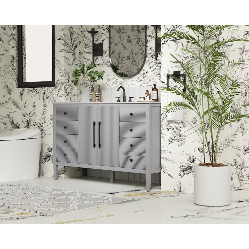 54 inch Single Bathroom Vanity in Grey. Picture 3