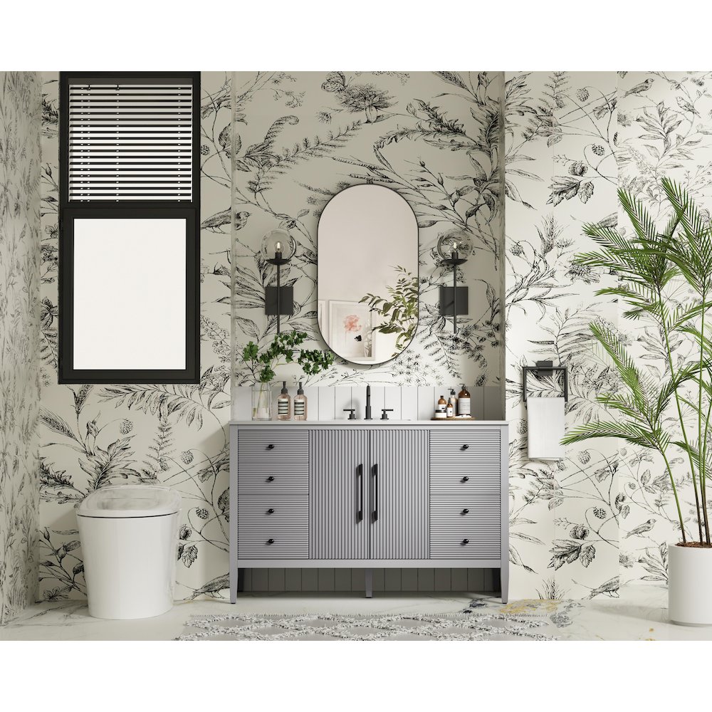 54 inch Single Bathroom Vanity in Grey. Picture 4