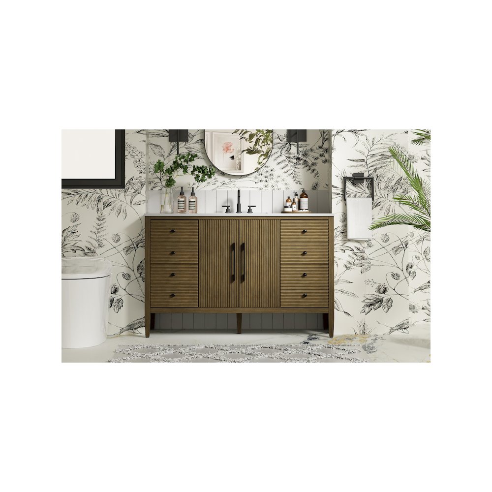 54 inch Single Bathroom Vanity in Hazel Oak. Picture 2