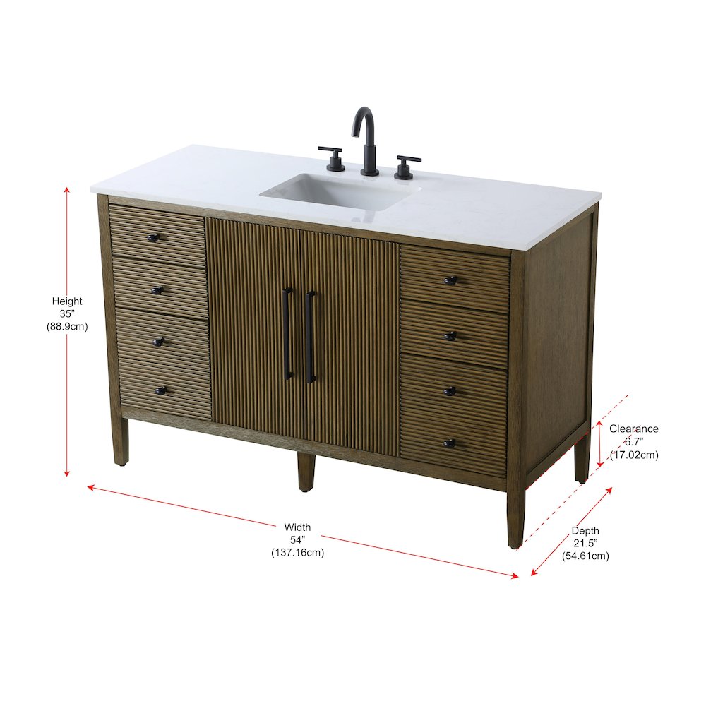 54 inch Single Bathroom Vanity in Hazel Oak. Picture 13
