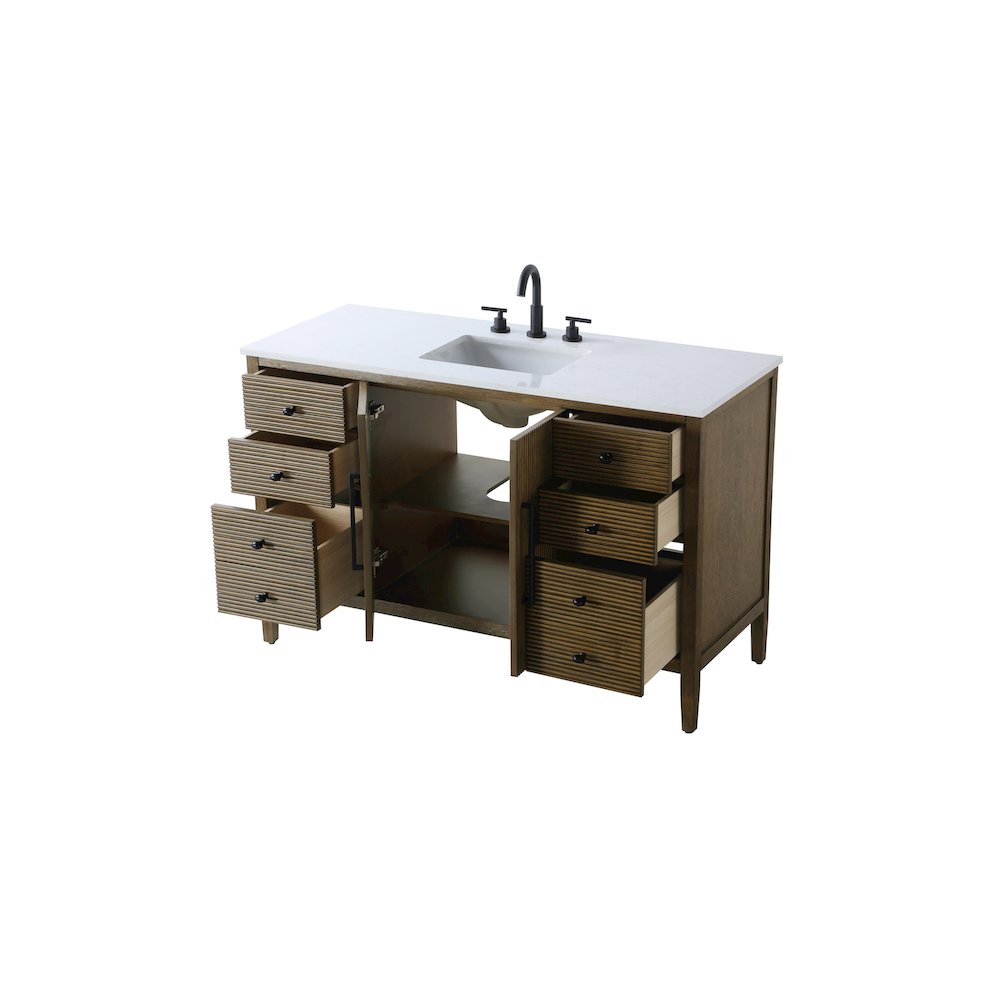 54 inch Single Bathroom Vanity in Hazel Oak. Picture 7