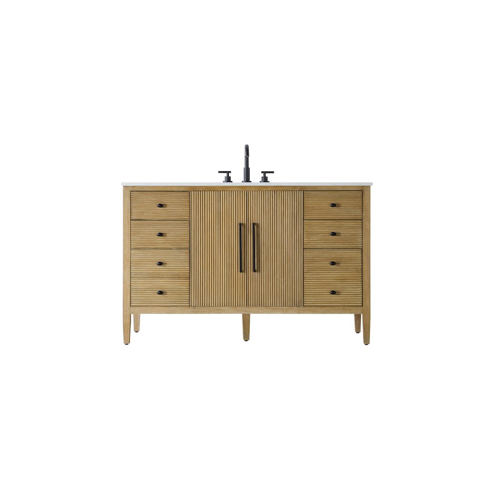 54 inch Single Bathroom Vanity in Linen Oak. Picture 1