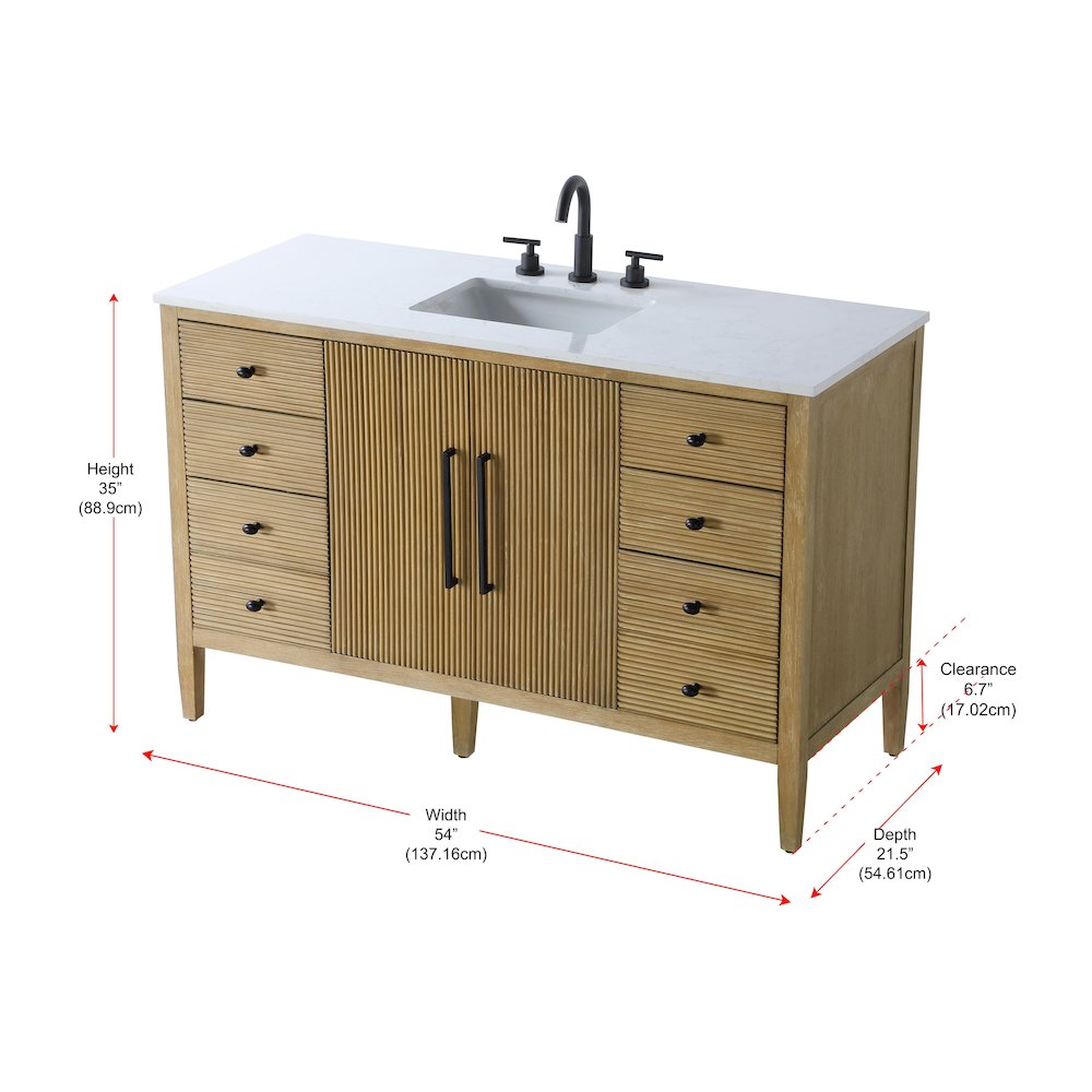 54 inch Single Bathroom Vanity in Linen Oak. Picture 13