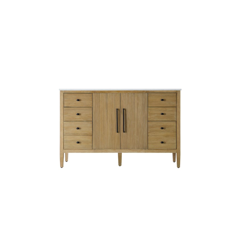 54 inch Single Bathroom Vanity in Linen Oak. Picture 5