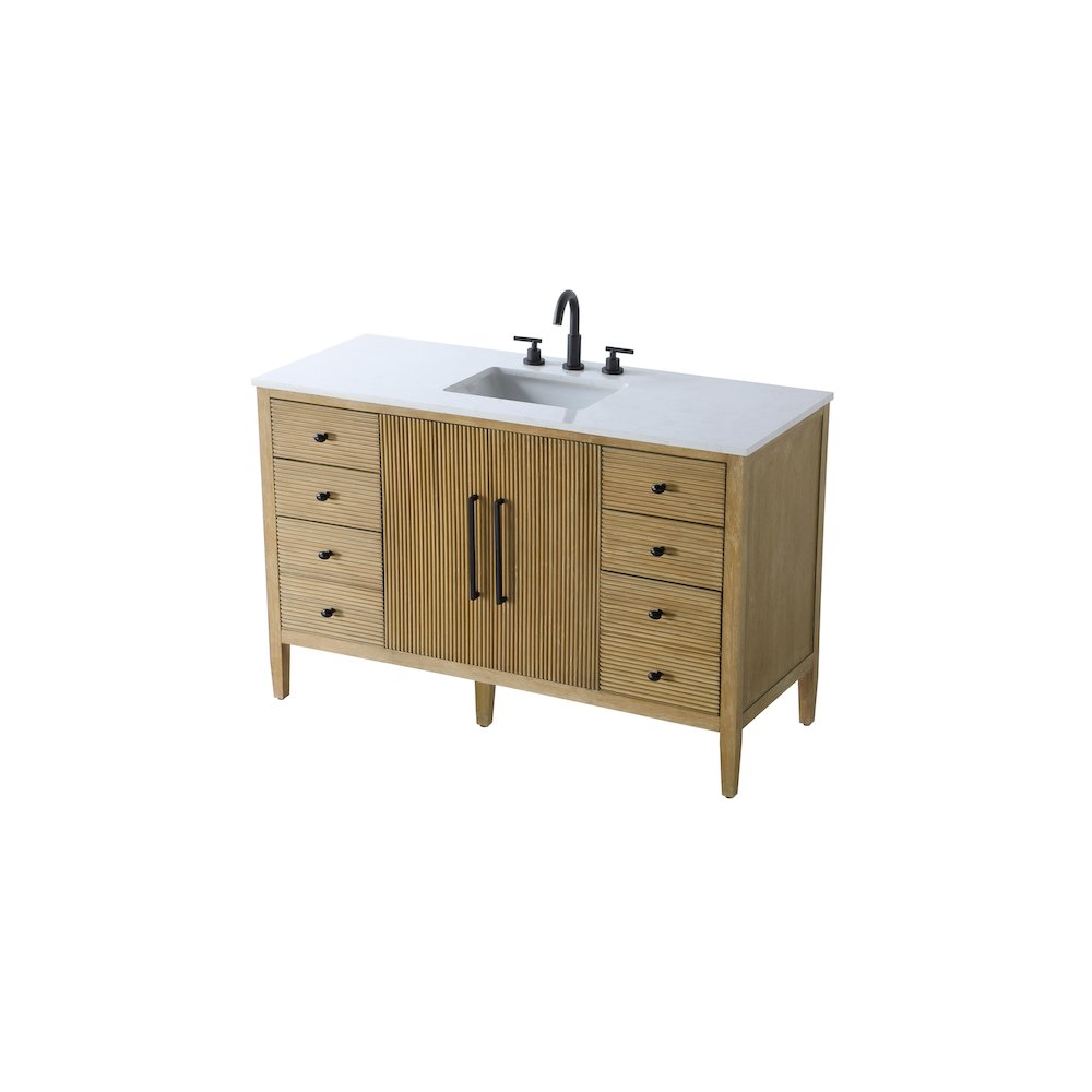 54 inch Single Bathroom Vanity in Linen Oak. Picture 6