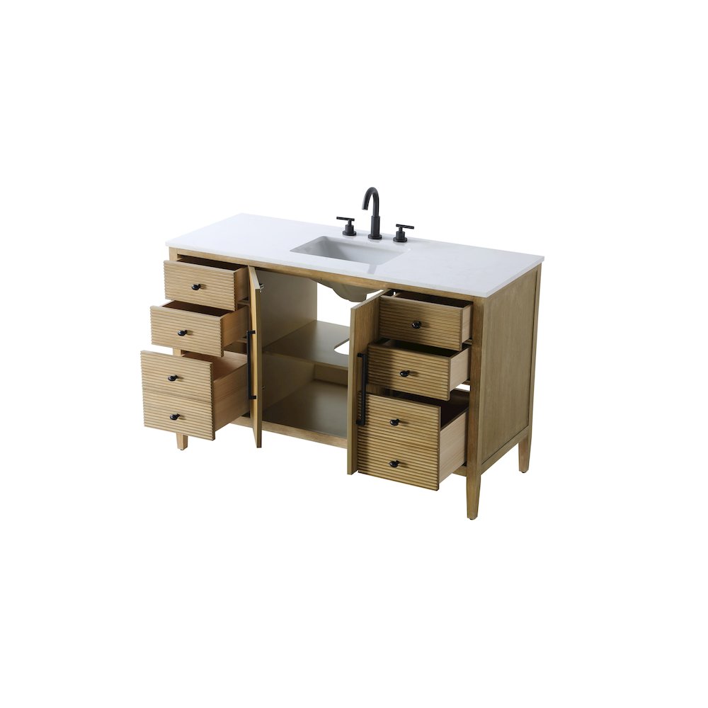 54 inch Single Bathroom Vanity in Linen Oak. Picture 7