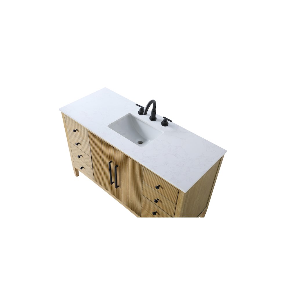54 inch Single Bathroom Vanity in Linen Oak. Picture 8