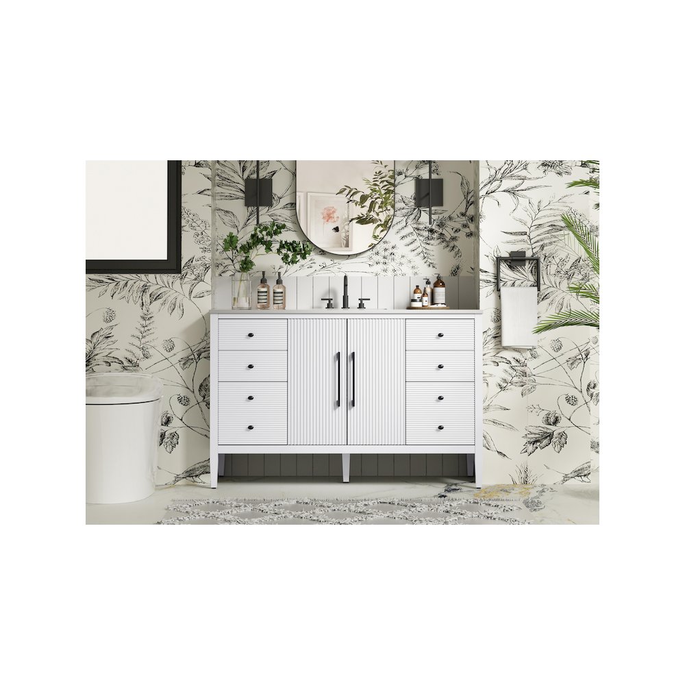 54 inch Single Bathroom Vanity in White. Picture 2