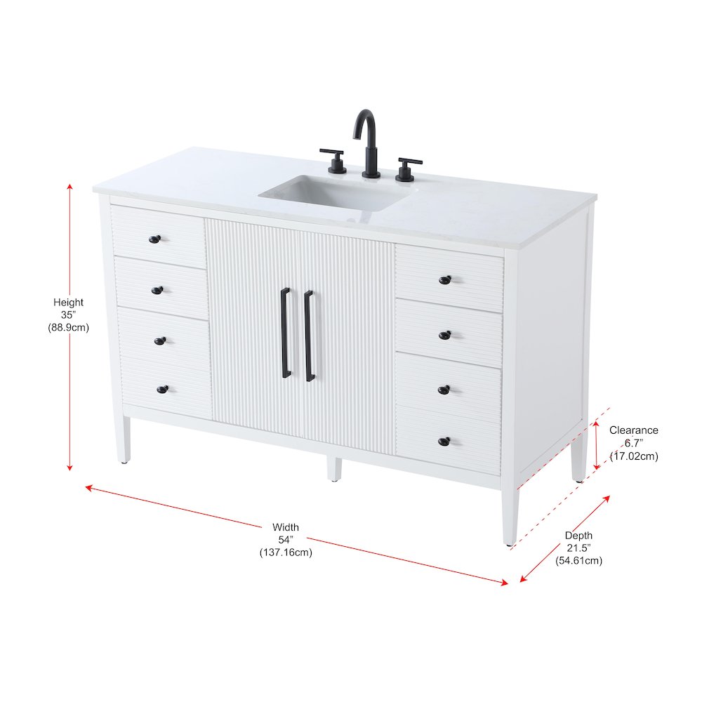 54 inch Single Bathroom Vanity in White. Picture 13