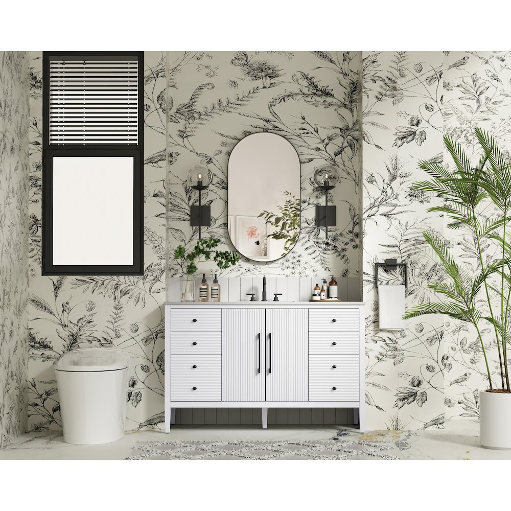54 inch Single Bathroom Vanity in White. Picture 4