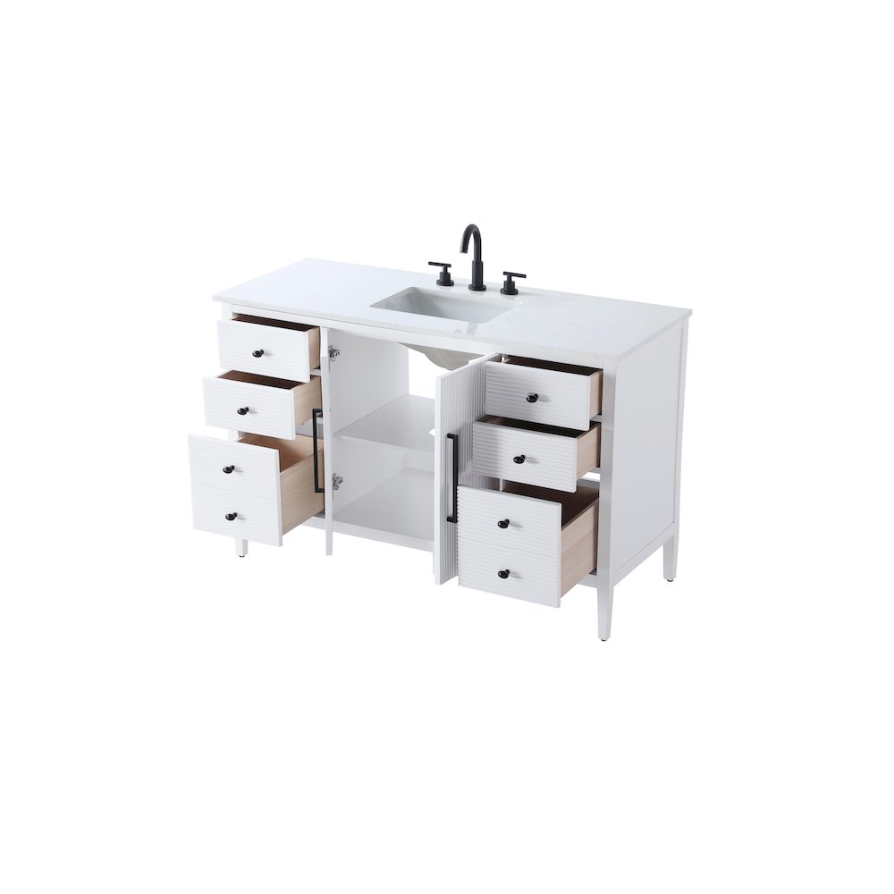 54 inch Single Bathroom Vanity in White. Picture 7