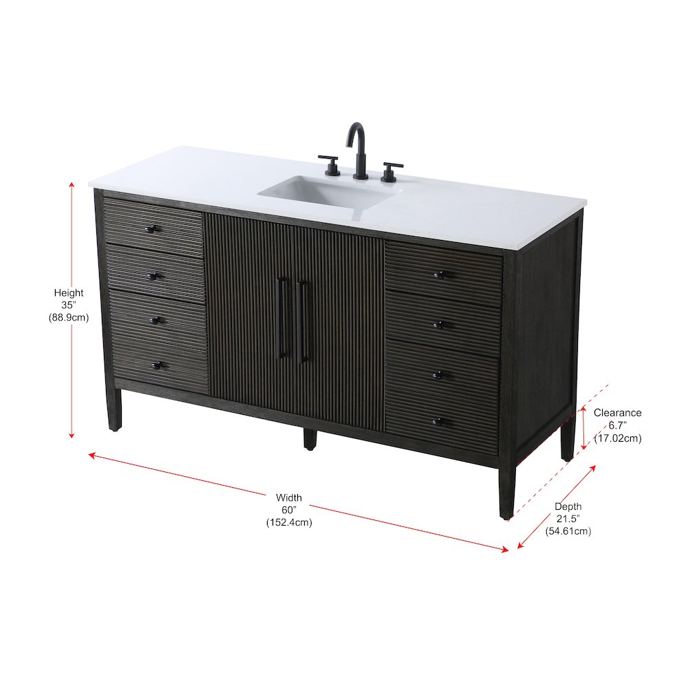 60 inch Single Bathroom Vanity inChocolate Oak. Picture 13