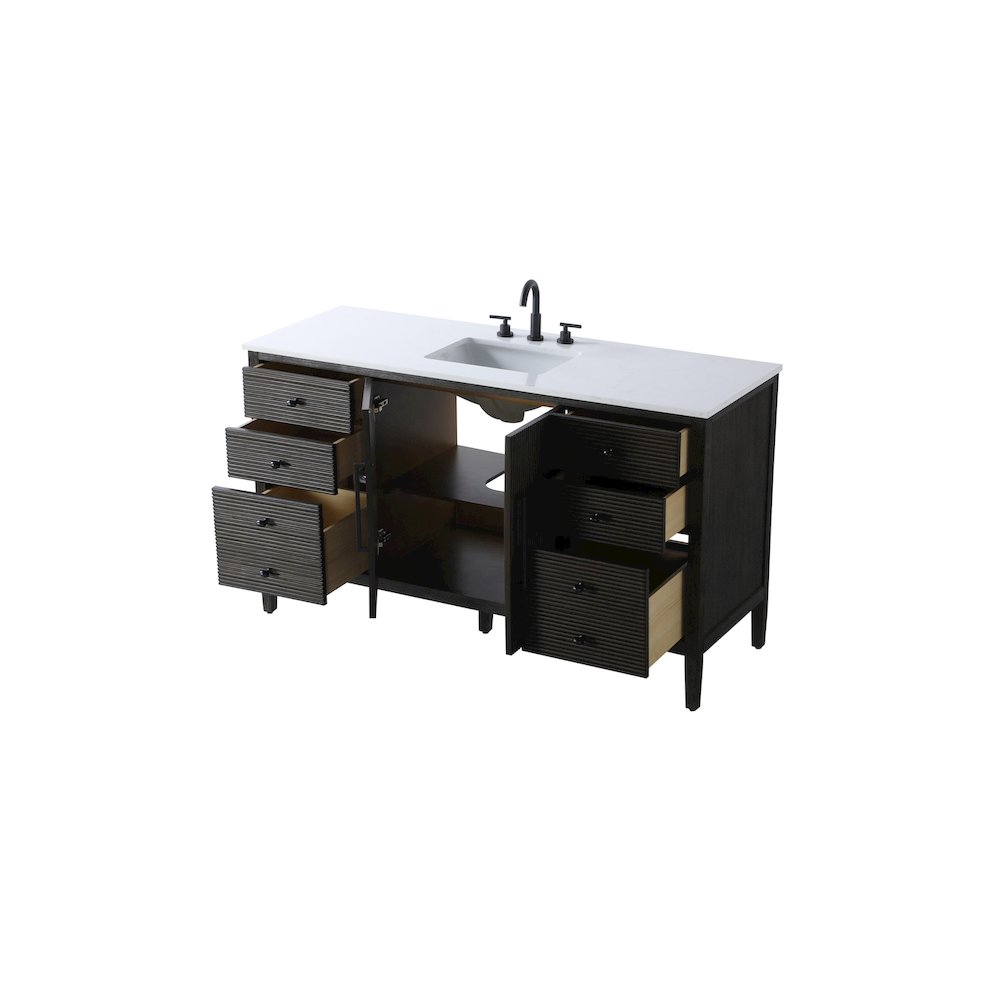 60 inch Single Bathroom Vanity inChocolate Oak. Picture 7
