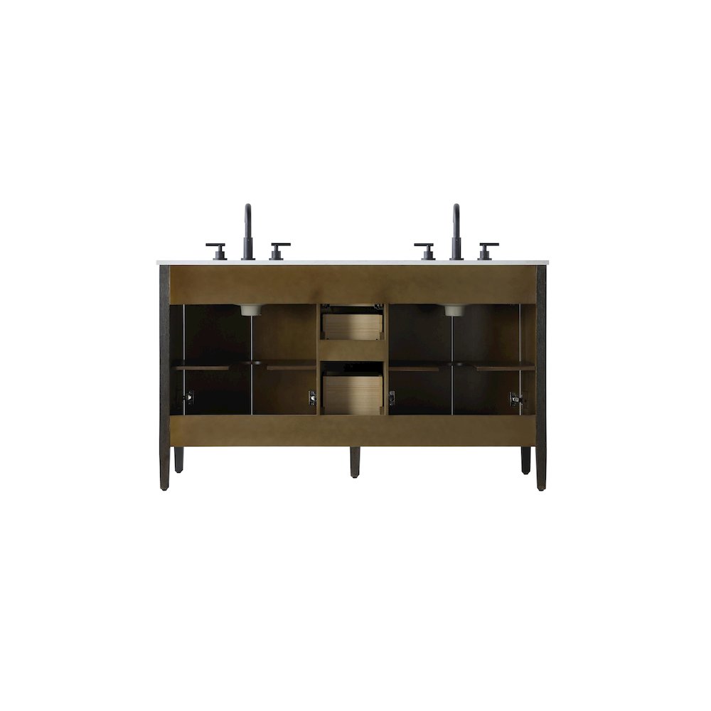 60 inch Double Bathroom Vanity inChocolate Oak. Picture 12