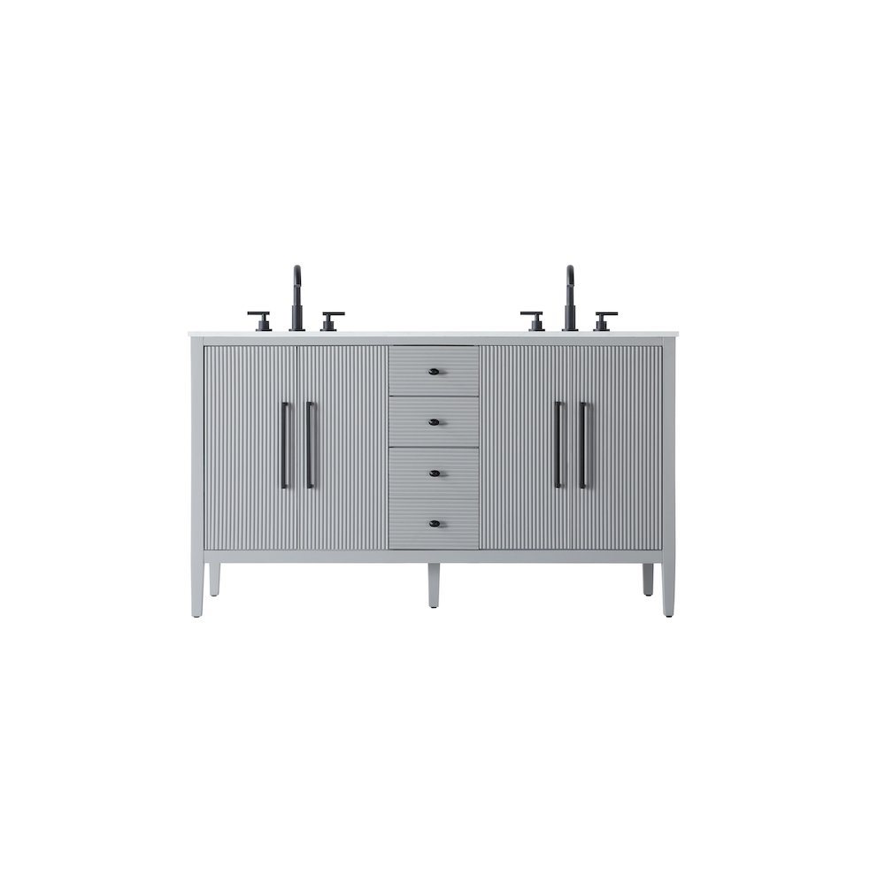 60 inch Double Bathroom Vanity in Grey. Picture 1