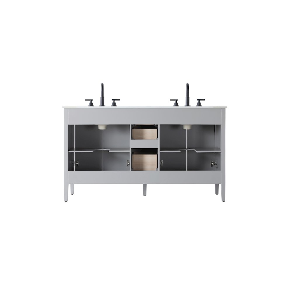60 inch Double Bathroom Vanity in Grey. Picture 12