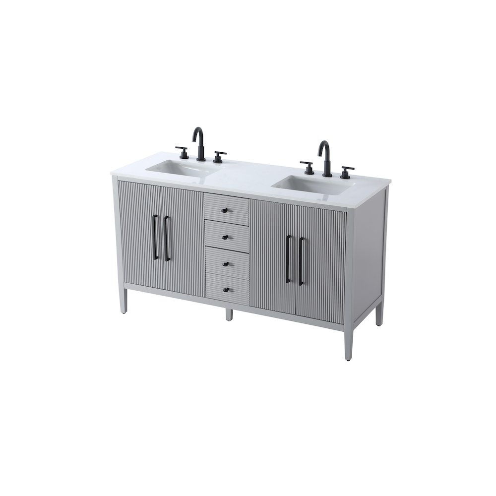 60 inch Double Bathroom Vanity in Grey. Picture 6