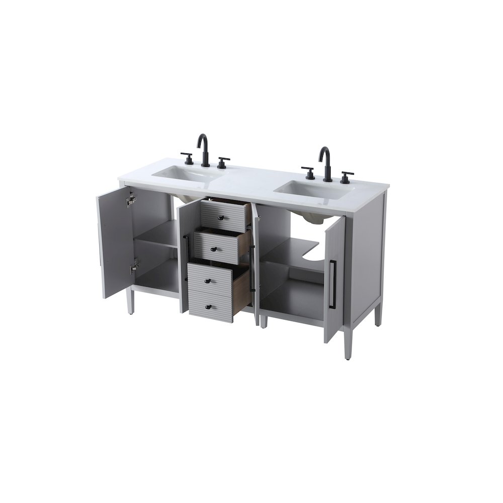 60 inch Double Bathroom Vanity in Grey. Picture 7