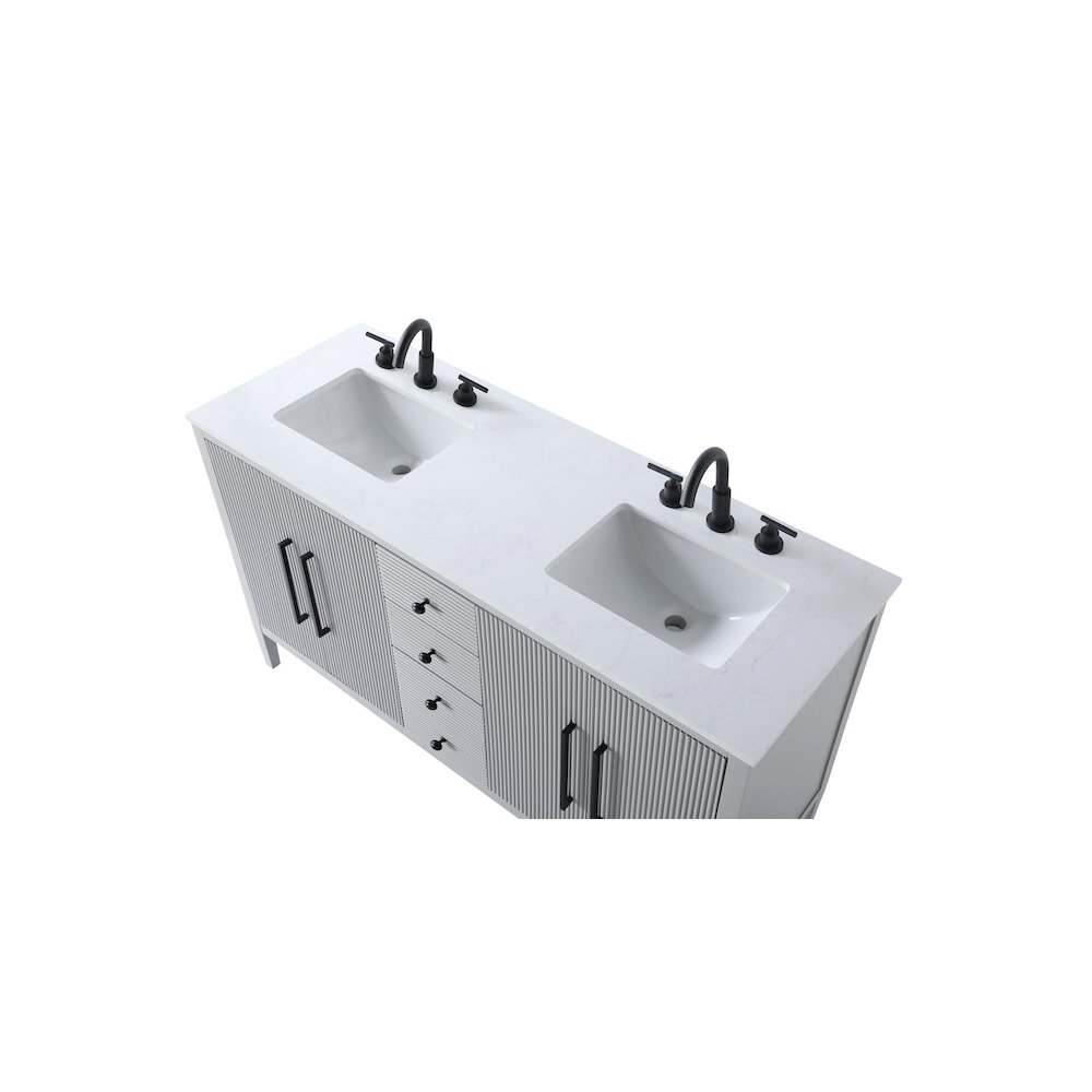 60 inch Double Bathroom Vanity in Grey. Picture 8