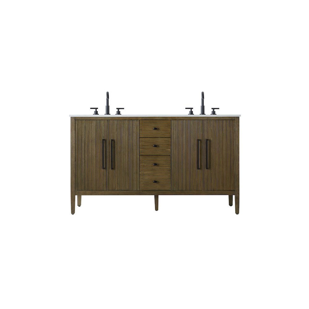 60 inch Double Bathroom Vanity in Hazel Oak. Picture 1