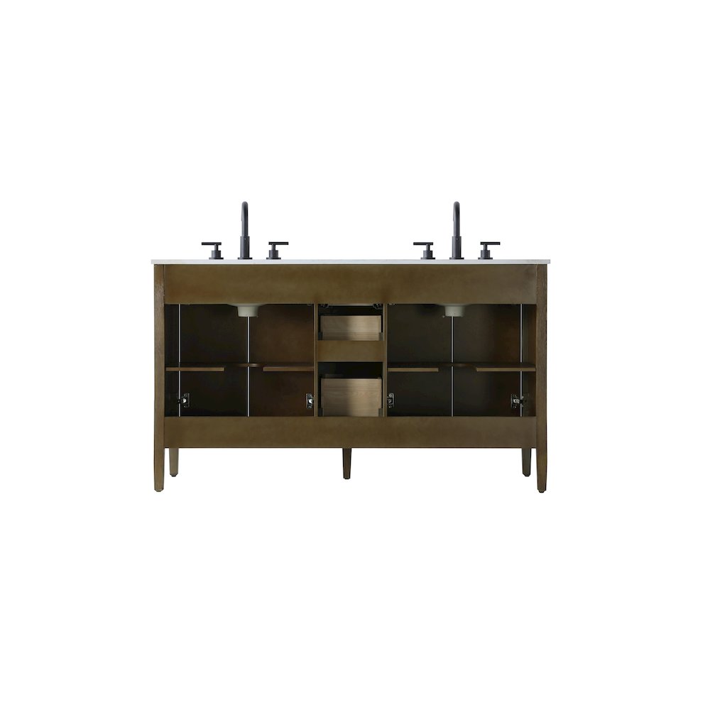 60 inch Double Bathroom Vanity in Hazel Oak. Picture 12