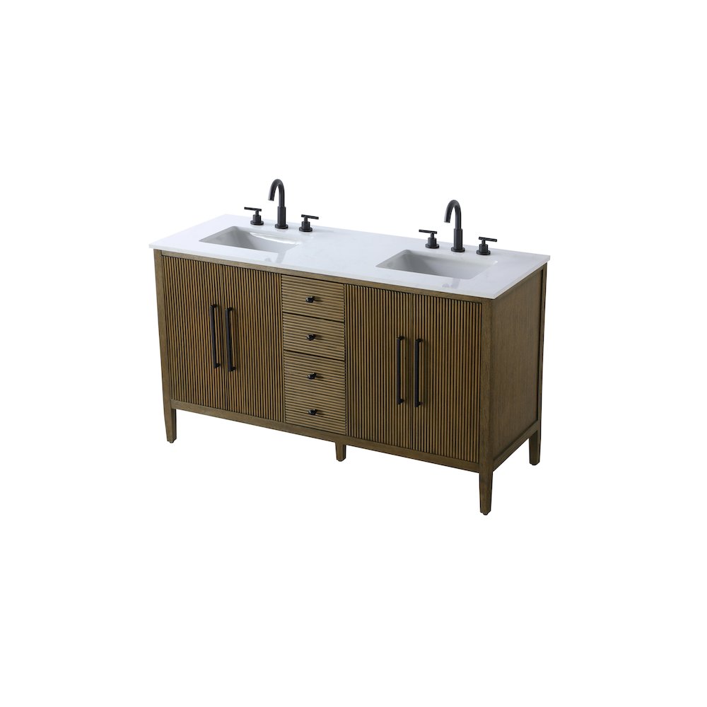 60 inch Double Bathroom Vanity in Hazel Oak. Picture 6