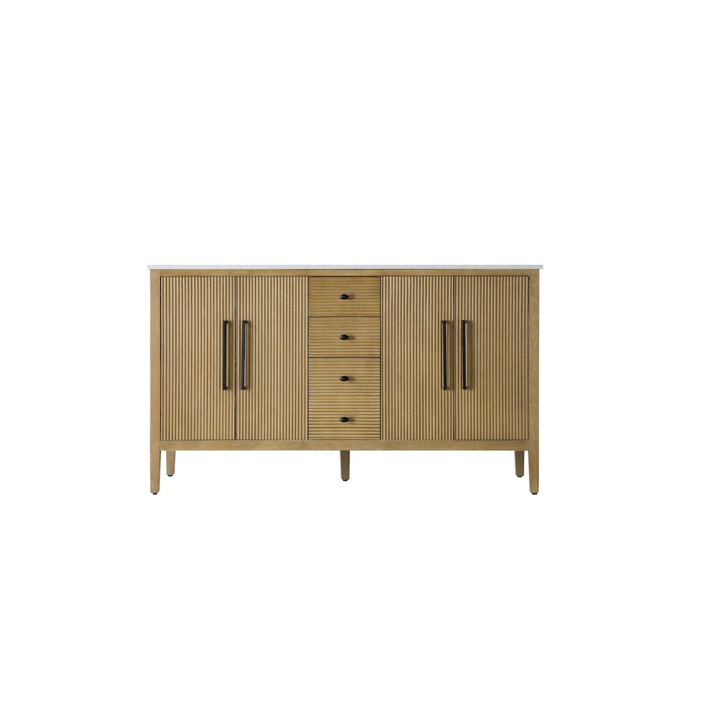 60 inch Double Bathroom Vanity in Linen Oak. Picture 5