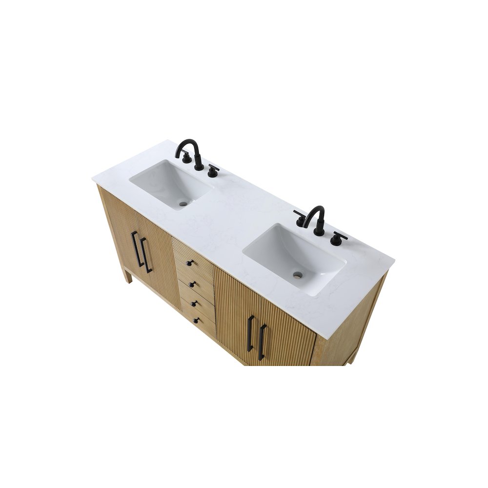 60 inch Double Bathroom Vanity in Linen Oak. Picture 8