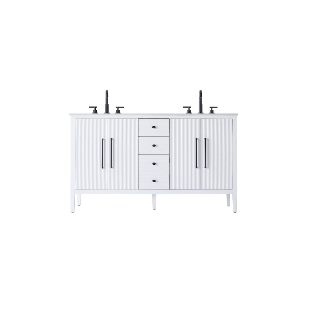 60 inch Double Bathroom Vanity in White. Picture 1