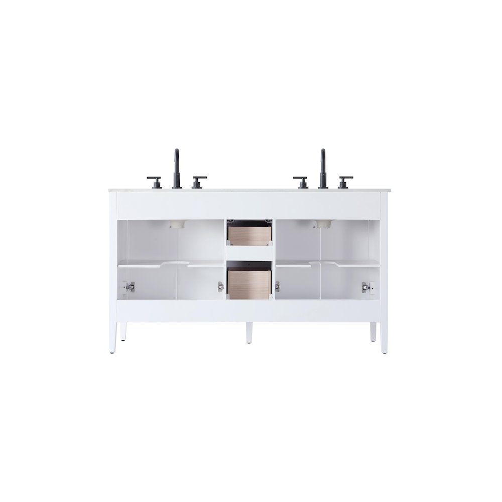 60 inch Double Bathroom Vanity in White. Picture 12