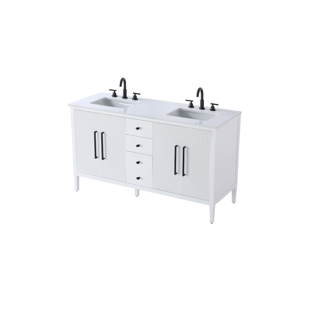 60 inch Double Bathroom Vanity in White. Picture 6