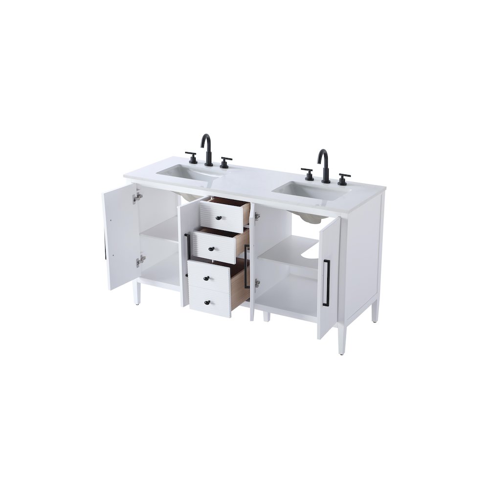 60 inch Double Bathroom Vanity in White. Picture 7